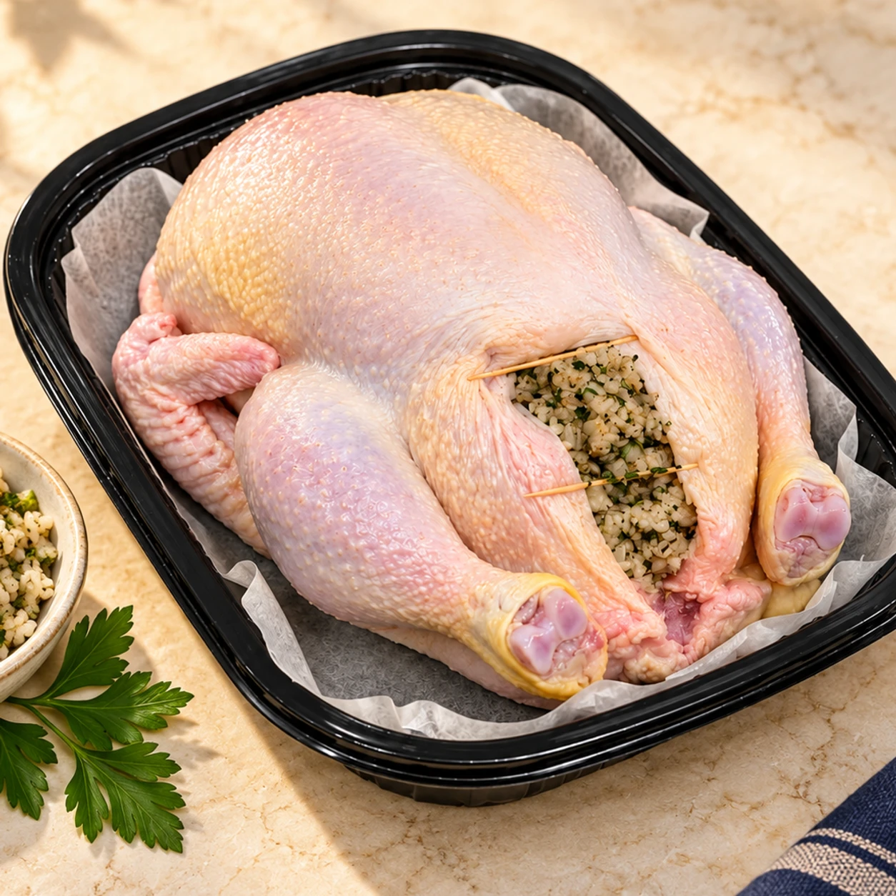 Stuffed country chicken